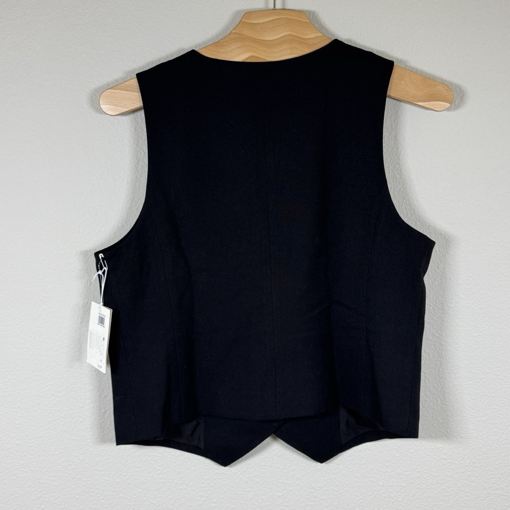 NWT Nordstrom Women's Black Tailored Waistcoat Vest Button Front Career Size M - Picture 3 of 9